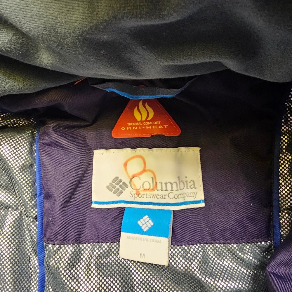 Columbia Omni-Heat Waterproof Hooded Jacket Blue Navy Mens Medium SM4010